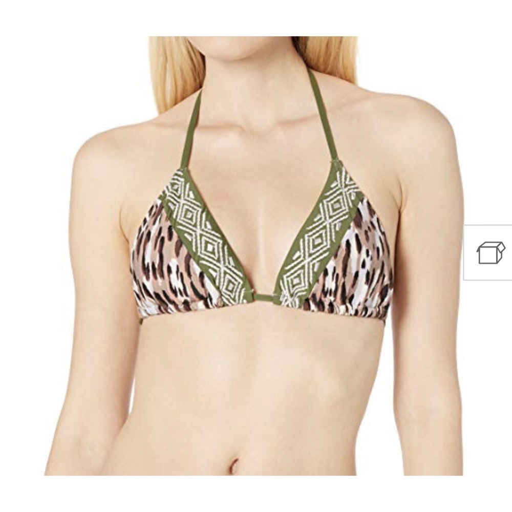 Vince Camuto Womens Cruise Bikini Top Olive Brown Black Leopard V68660 Size M